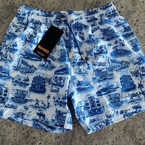 Blue Graphic Men's Swim Trunks